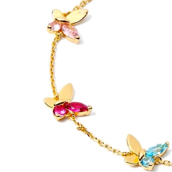 SALE! NEW kate spade Gold Bracelet with Colorful attached Butterfly Charms - Picture 2 of 7